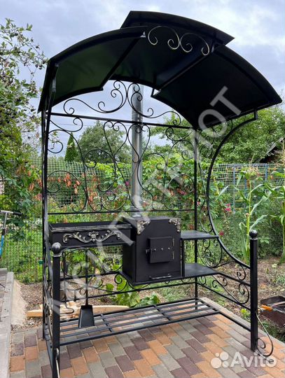 Мангал с печью под казан