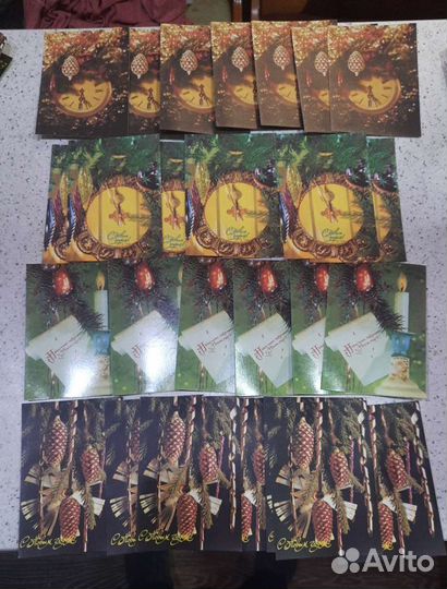 Открытки новогодние ссср, Чистые 40шт