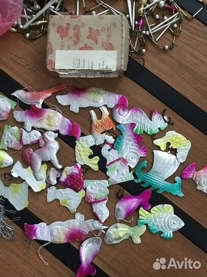 Ретро игрушки елочные антикварные фольгированные