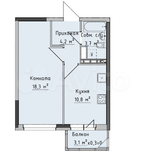 1-к. квартира, 38,2 м², 9/17 эт.