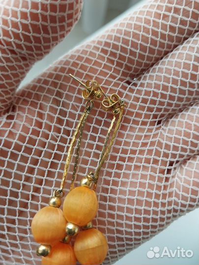 Серьги винтаж СССР шёлк