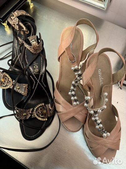 Босоножки женские вечерние с камнями и жемчугами