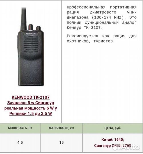 Рация kenwood TK-2107
