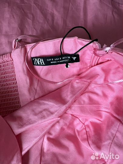 Сарафан платье zara розовое S миди/макси