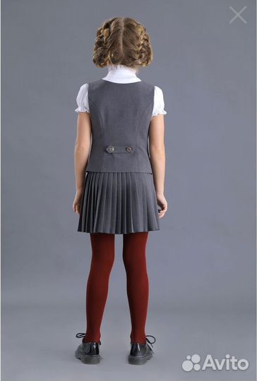 Жилетка для девочки школьная серая р. 146