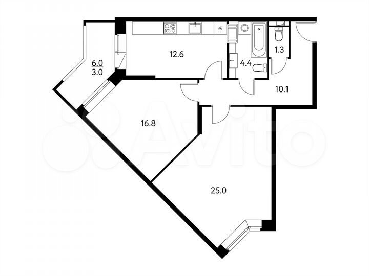 2-к. квартира, 73,2 м², 3/17 эт.