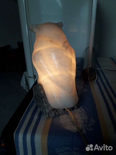 Светильник сова ночник из белого мрамора