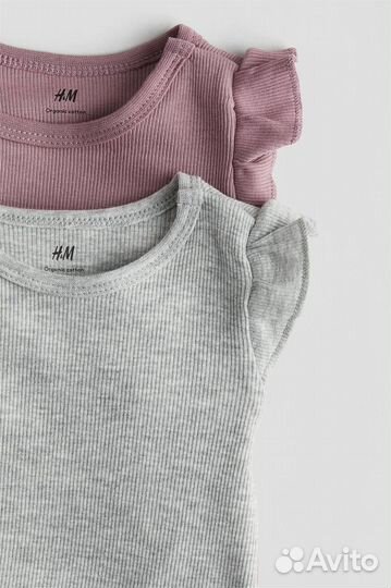 Боди новое в рубчик 2шт h&m 80,68,62