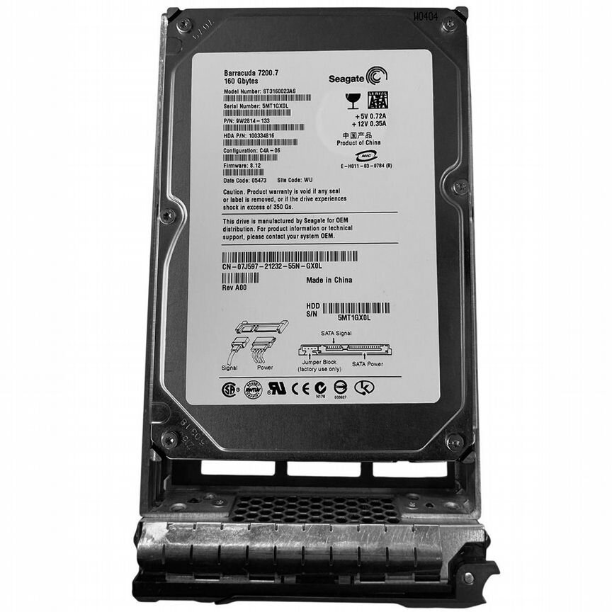 [7J597] Жесткий Диск Dell 160gb Sata3,5" Hdd 7j597