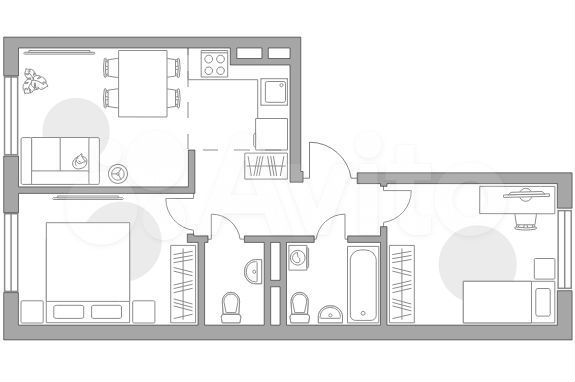 3-к. квартира, 52,5 м², 1/5 эт.