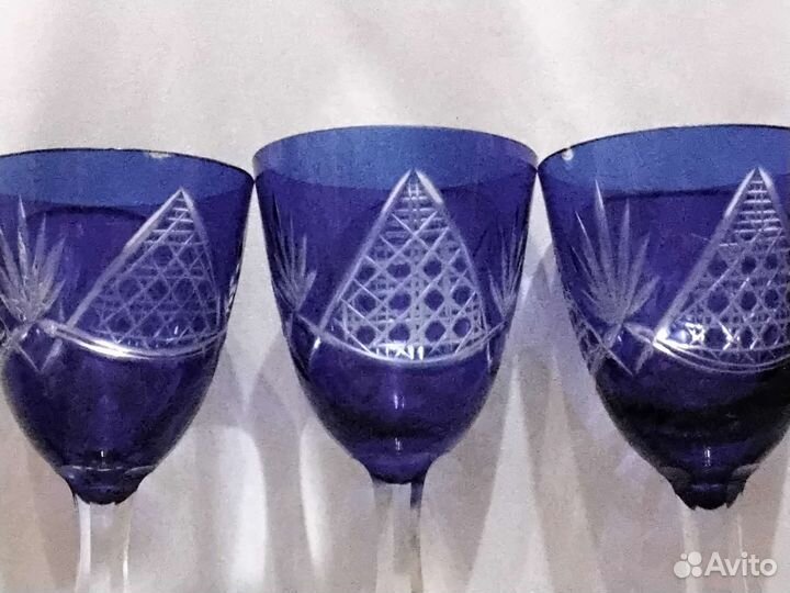 Бокалы кобальтовый хрусталь СССР