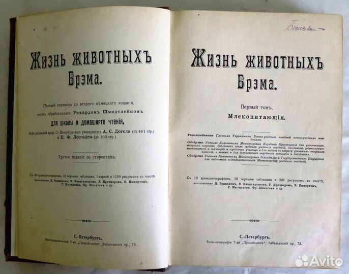 Жизнь животных Брэма. В трех томах. (1903г.) -1909