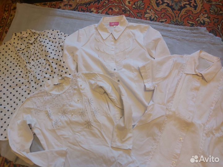 Блузка белая для девочек 10-12 лет