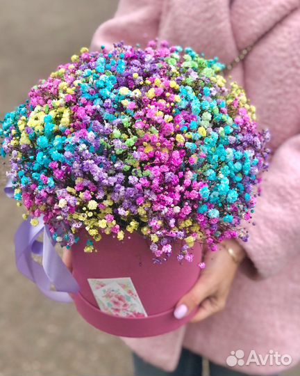 Цветы с доставкой гипсофила букет в коробке