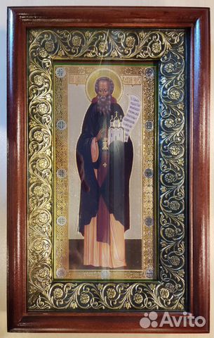 Икона Преподобный Пафнутий Боровский. В киоте