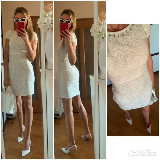 Платье белое кружевное,летнее,сарафан Befree 42-44