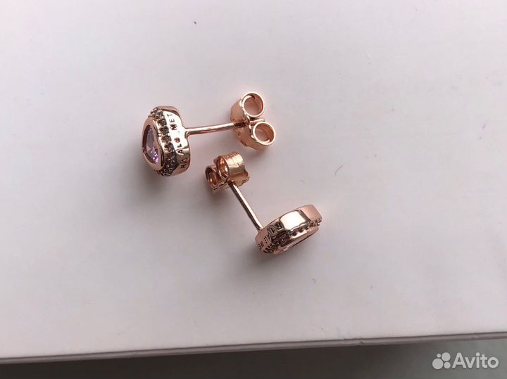 Серьги пандора rose 280568PCZ Розовые сердца