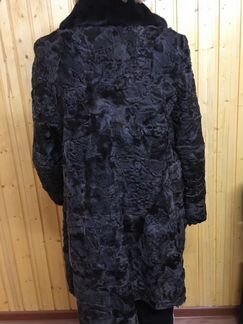 Шуба каракулевая с норковым воротником, размер 48