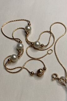 Золотое колье 585 с жемчугом 50 см