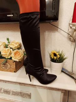 Сапоги-чулок атласные