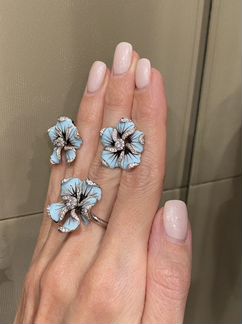 Комплект из серебра с эмалью