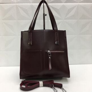 Сумка кожаная бордовая