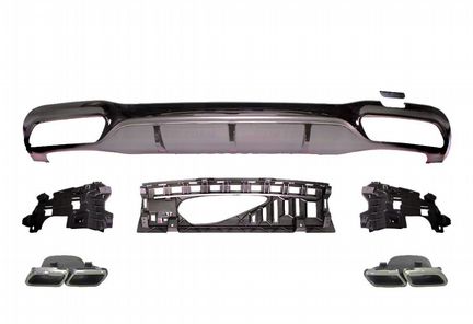 Диффузор черный с насадками хром 6.3 AMG Mercedes