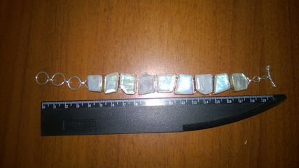 Браслет с лунным камнем, стерлинговое серебро