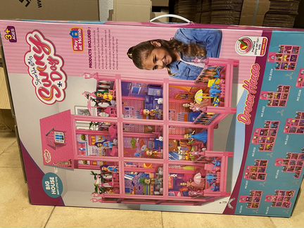 Большой кукольный домик-отель с куклами и мебелью