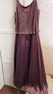 Вечернее платье макси гофре с жакетом цвет мокко р