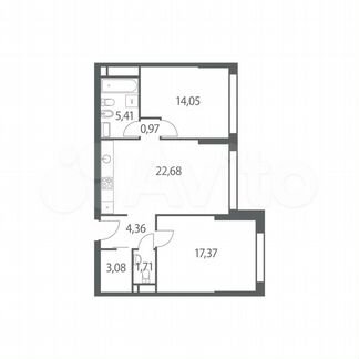 2-к квартира, 69.6 м², 8/51 эт.