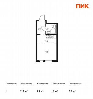 Квартира-студия, 21.2 м², 16/33 эт.