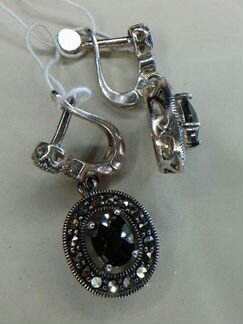 Серебро 925 проб,Серьги новые с Дымчатым Кварцем