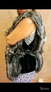Жилетка Чернобурка перфорированный мех 48-52