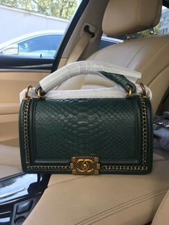 Сумка chanel boy python изумрудная сумка из питона