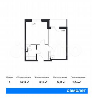 1-к квартира, 38.9 м², 10/14 эт.