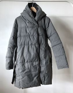 Куртка-пальто пуховик серая матовая