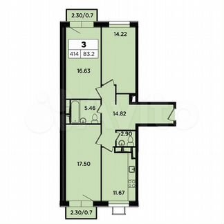 3-к апартаменты, 83.2 м², 14/18 эт.