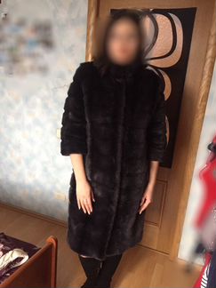 Шуба из эко меха под графитовую норку
