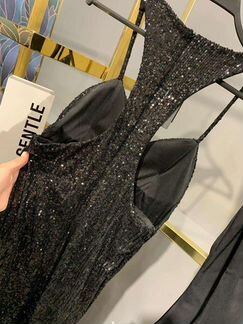 Платье в паетках Saint Laurent