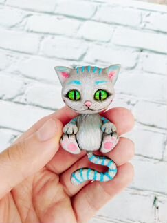 Чеширский кот. Брошка из полимерной глины