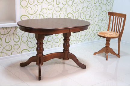 Стол овальный 120(+40) х80 темный орех