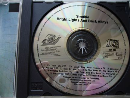 CD Smokie Bright Light Back Alleys