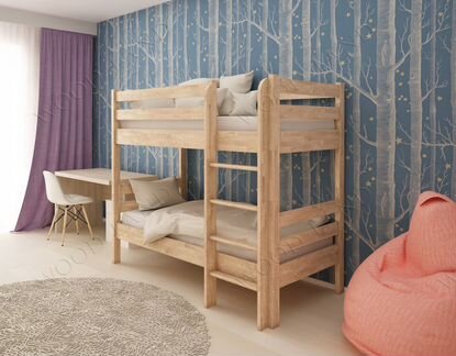 Кровать 2-х ярусн детск/подростк из массива дуба