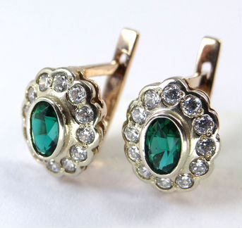 Золотые серьги 585 пробы с фианитами