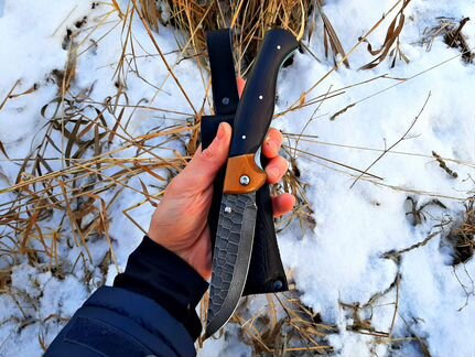 Нож Ручной Работы складной Дамасская Сталь