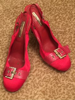 Туфли открытой пяткой кожа+атлас 40 размер