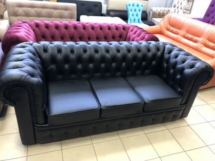 Диван Честер экокожа люкс трехместный