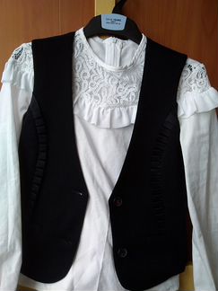 Школьная форма синяя блузка для девочки 130-140