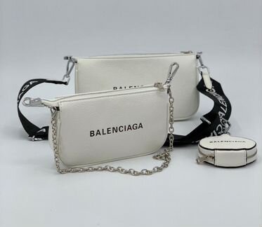 Новая женская сумка из кожи 3 в 1 белая Balenciaga